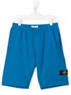 Stone Island Junior Teen Logo Patch Track Shorts - Blue