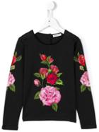 Rose Print Sweatshirt, Girl's, Size: 8 Yrs, Black, Dolce & Gabbana Kids