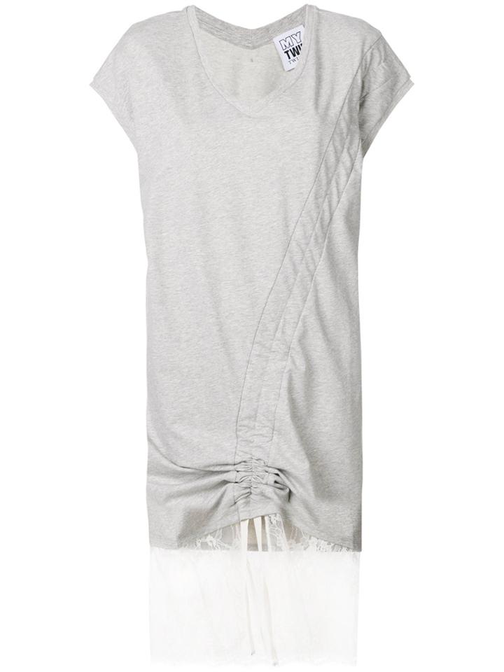 Twin-set Lace Trim Dress - Grey
