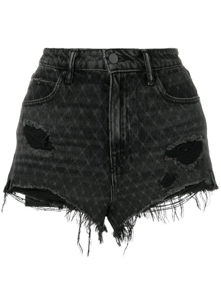 T By Alexander Wang Bite Net Cut Off Shorts - Black