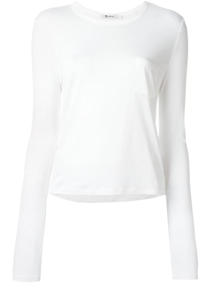 T By Alexander Wang Longsleeved T-shirt, Women's, Size: Xs, White, Rayon