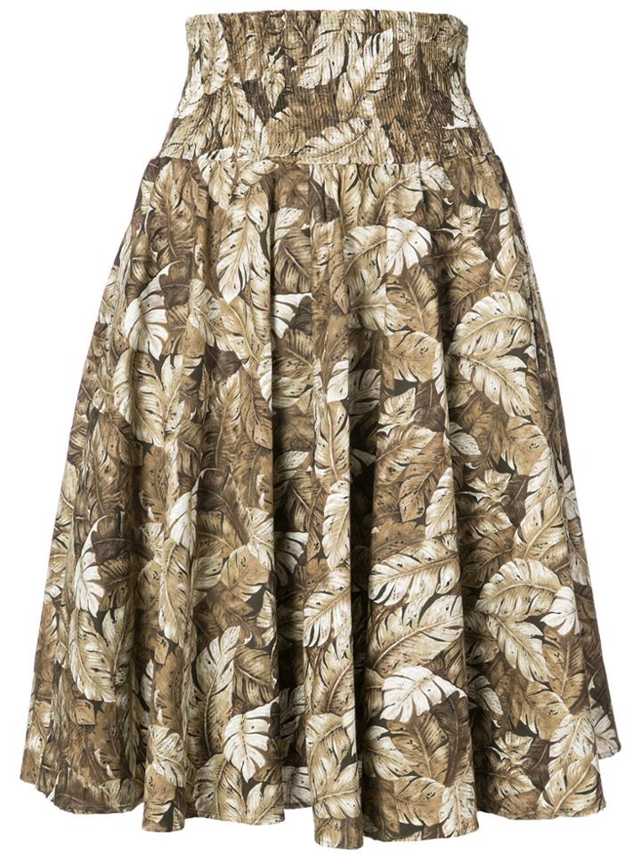 Julien David Leaf Print Skirt - Brown