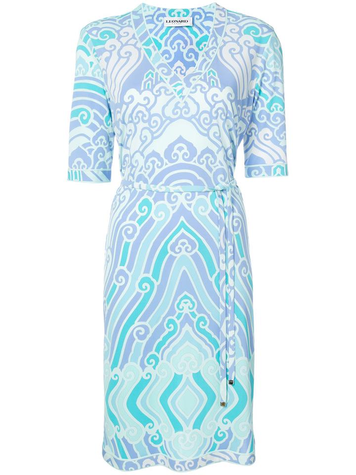 Leonard - Printed V-neck Dress - Women - Viscose - 36, Blue, Viscose