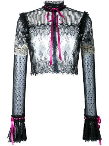 Dresscamp Cropped Floral Lace Blouse