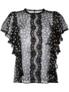 Dolce & Gabbana Polka Dot Blouse, Women's, Size: 42, Black, Silk/cotton/polyamide