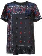 Sacai - Paisley Velvet Applique Blouse - Women - Polyester/cupro - 2, Blue, Polyester/cupro