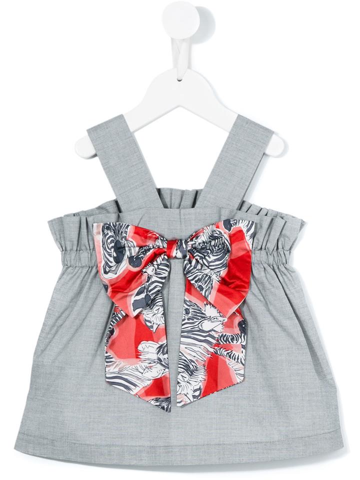 Hucklebones London - Zebra Print Bow Suntop - Kids - Cotton - 10 Yrs, Girl's, Grey