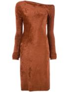 Helmut Lang - Velveteen Dress - Women - Polyamide/viscose - Xs, Brown, Polyamide/viscose
