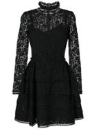 Ermanno Scervino Lace Embroidered Flared Dress - Black