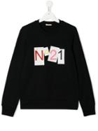 Nº21 Kids Teen Logo Print Sweatshirt - Black