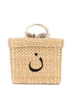 Poolside Embroidered Tote Bag - Brown