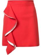 Msgm Ruffled Front Mini Skirt, Women's, Size: 40, Red, Polyester/spandex/elastane/viscose