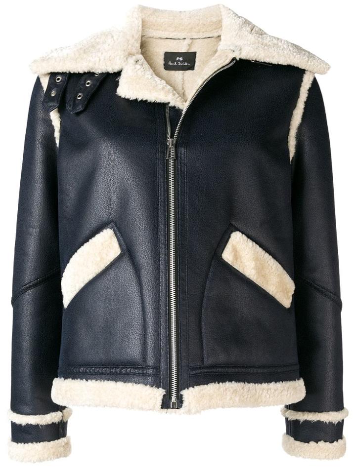 Ps By Paul Smith Faux Leather Jacket - Blue