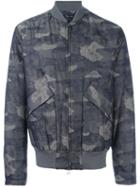 Helmut Lang Camouflage Print Bomber Jacket, Men's, Size: Large, Green, Polyamide/cotton