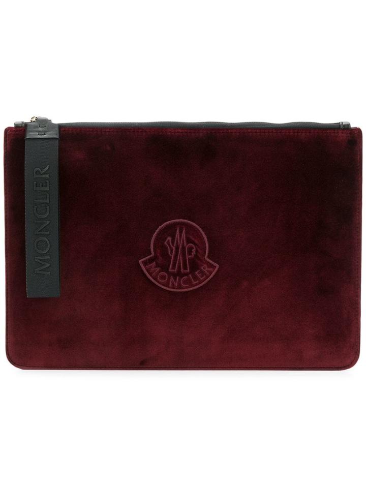 Moncler Logo Zipped Clutch - Red