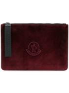 Moncler Logo Zipped Clutch - Red