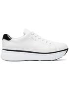 Prada 55 Leather Flatform Sneakers - White