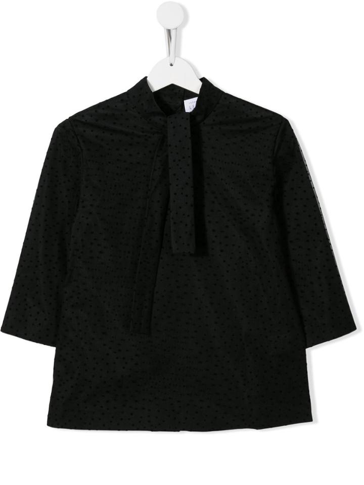 Señorita Lemoniez Teen Plumetti Bow Blouse - Black