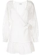 Suboo Lace Sleeve Wrap Dress - White