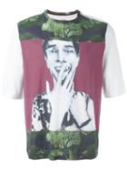 Antonio Marras Glitched Face T-shirt, Size: Large, White, Cotton