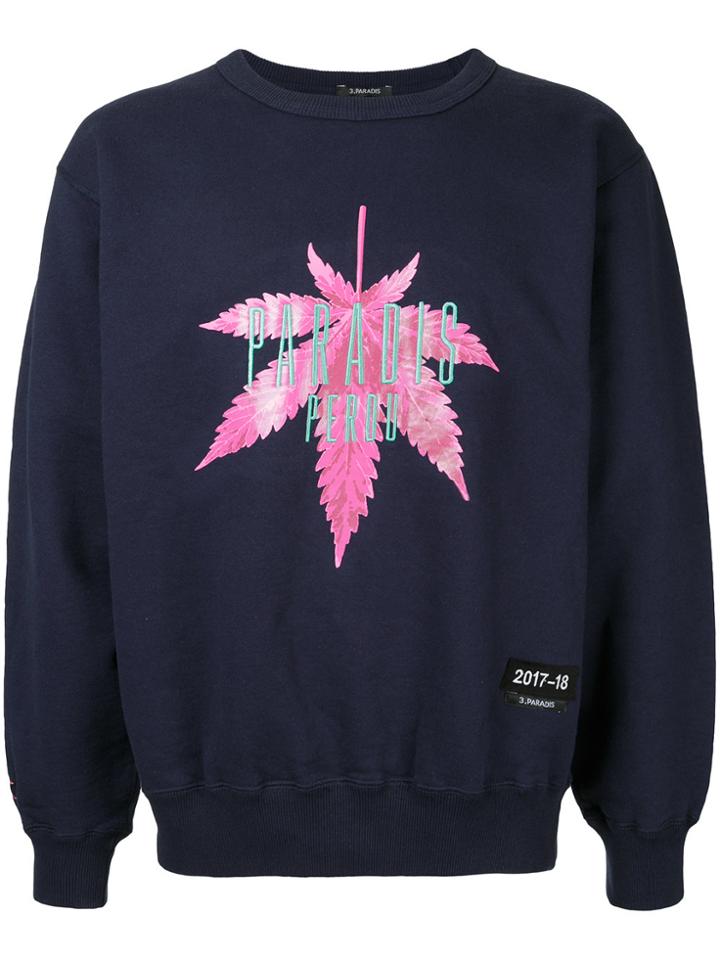 3.paradis Long Sleeved Leaf Jumper - Blue