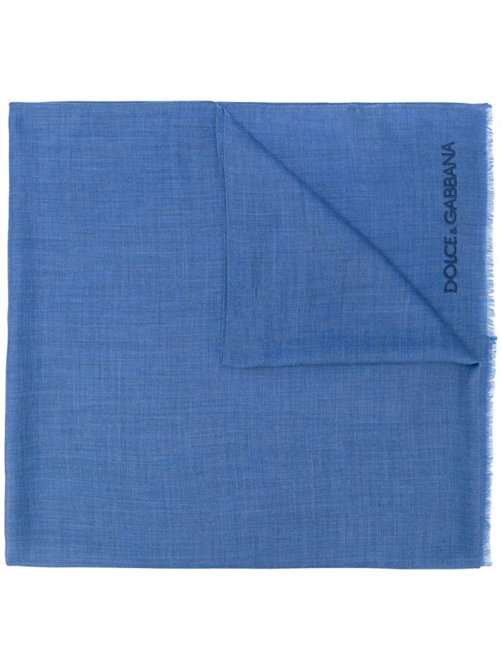 Dolce & Gabbana Embroidered Logo Scarf - Blue