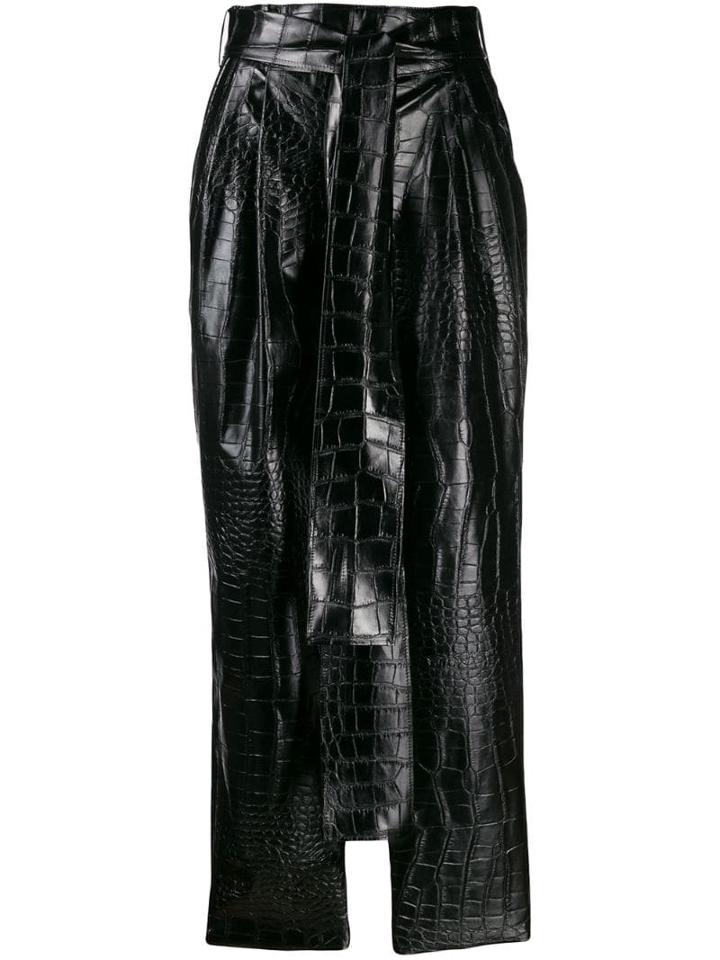 Msgm Crocodile Embossed Effect Trousers - Black