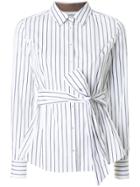 Loveless Belted Striped Shirt - White