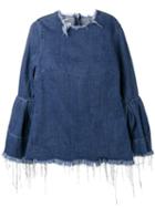 Marques'almeida - Denim Bell Sleeve Top - Women - Cotton - M, Blue, Cotton