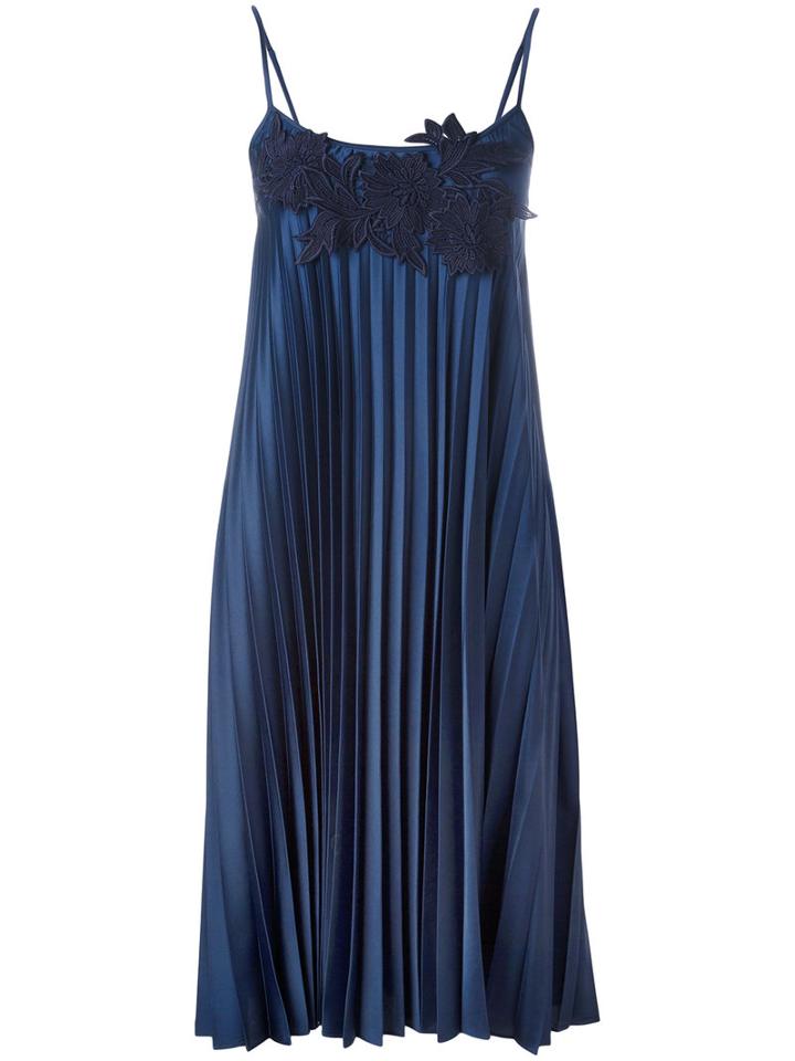 P.a.r.o.s.h. Pleated Dress, Women's, Size: Large, Blue, Polyester/cotton