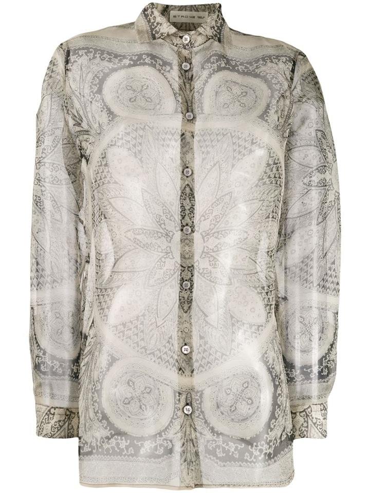 Etro Sheer Silk Blouse - Grey