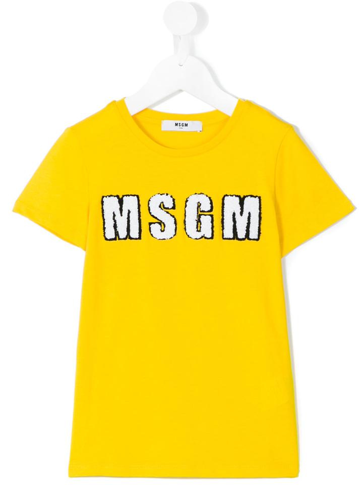 Msgm Kids - Embroidered Logo T-shirt - Kids - Cotton - 4 Yrs, Yellow/orange
