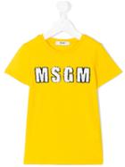 Msgm Kids - Embroidered Logo T-shirt - Kids - Cotton - 4 Yrs, Yellow/orange