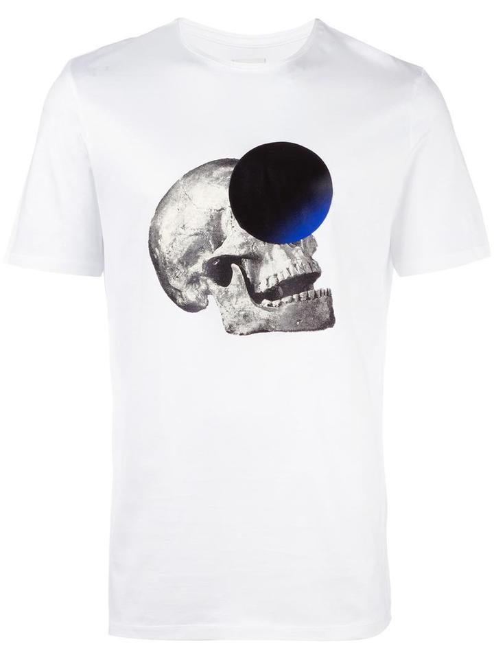 Cy Choi Skull Print T-shirt, Men's, Size: Small, White, Cotton