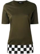 Dsquared2 - Checkered Hem T-shirt - Women - Cotton - S, Women's, Green, Cotton