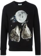 Ami Alexandre Mattiussi Wolves Print Sweatshirt, Men's, Size: 50, Black, Cotton