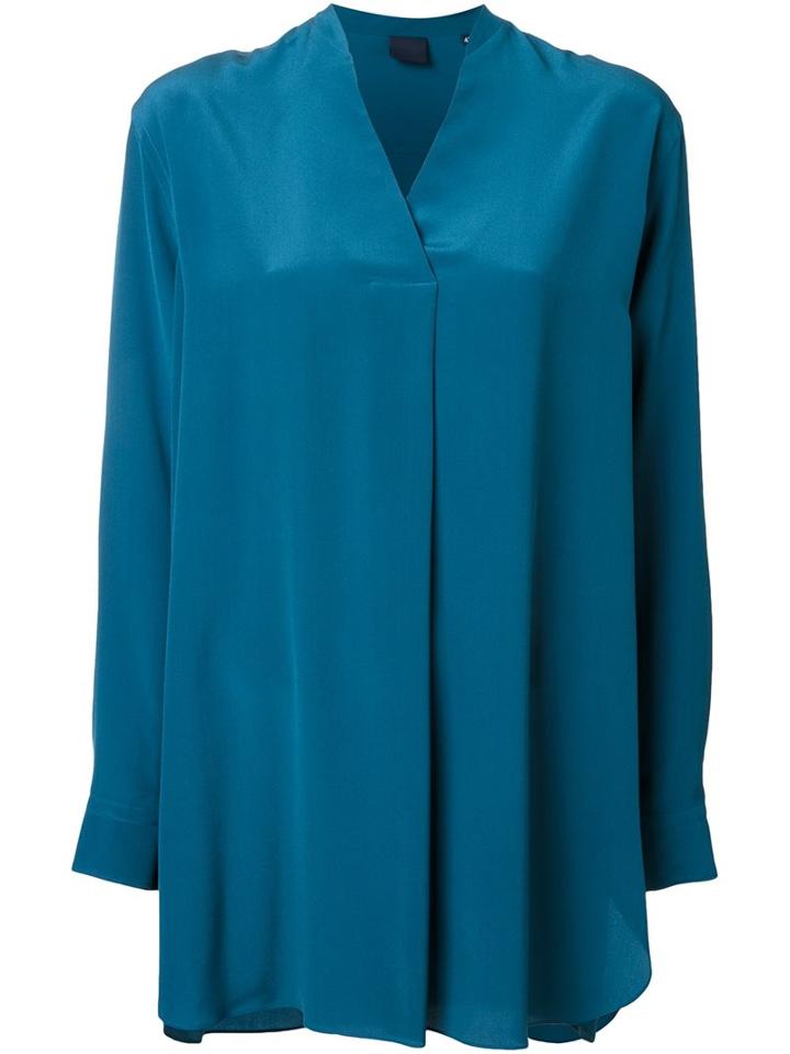 Aspesi Long V-neck Shirt, Women's, Size: 44, Blue, Silk