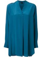 Aspesi Long V-neck Shirt, Women's, Size: 44, Blue, Silk