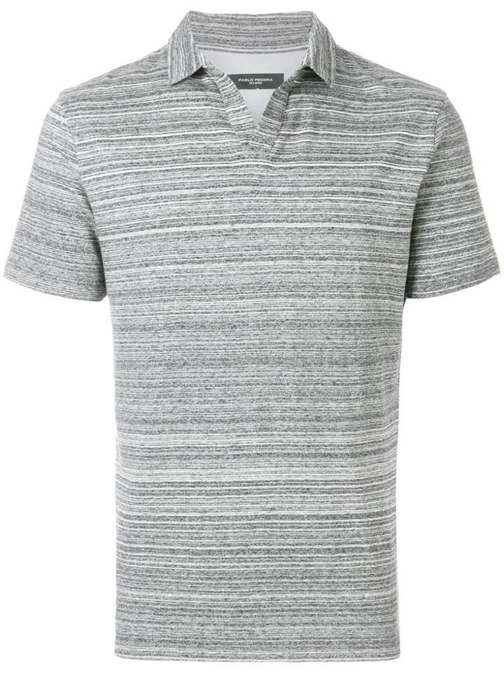 Paolo Pecora Casual Striped Polo Shirt - Grey