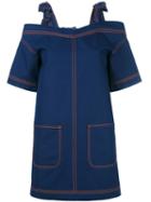 Msgm Cold Shoulder Denim Dress, Women's, Size: 42, Blue, Cotton