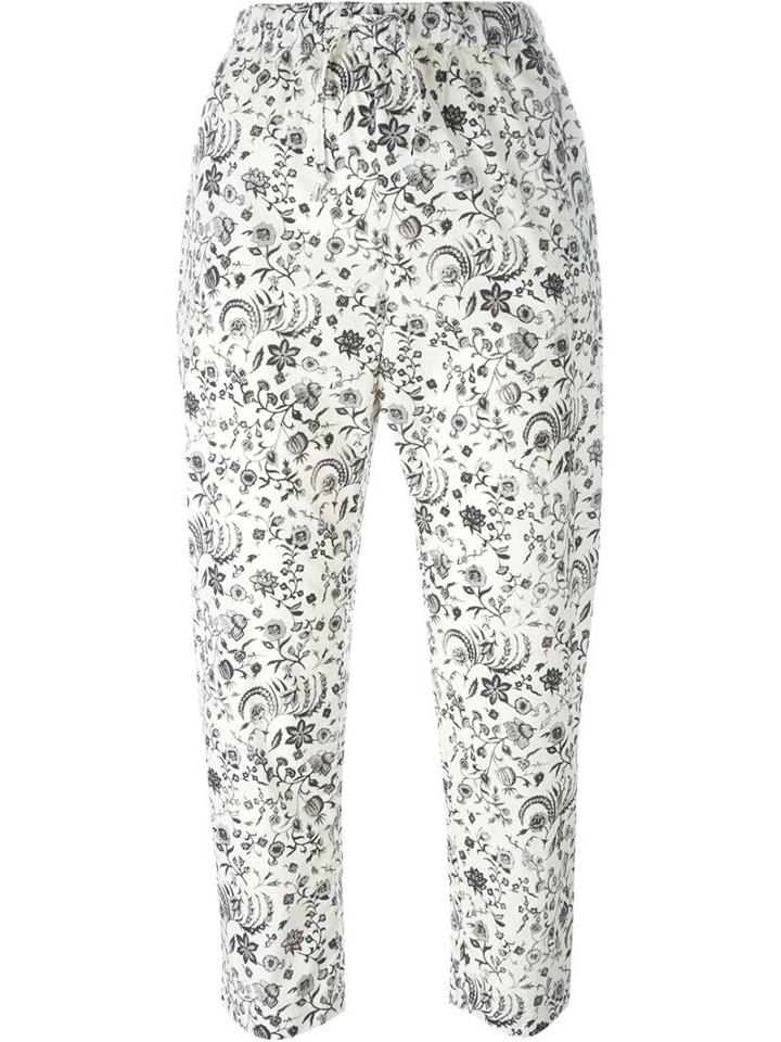 Wunderkind Printed Cropped Trousers, Women's, Size: 36, White, Cotton