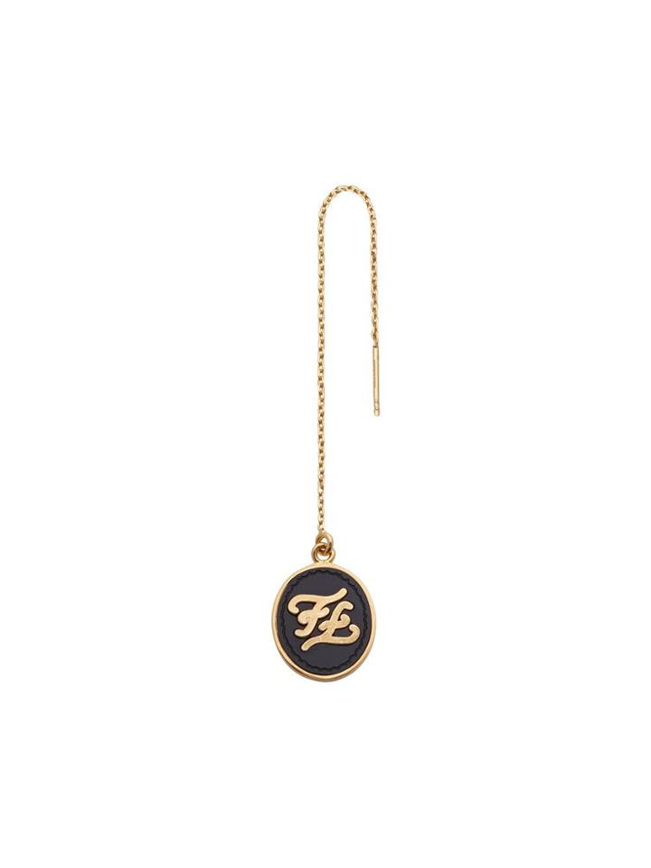 Fendi Ff Logo Embossed Earring - Gold
