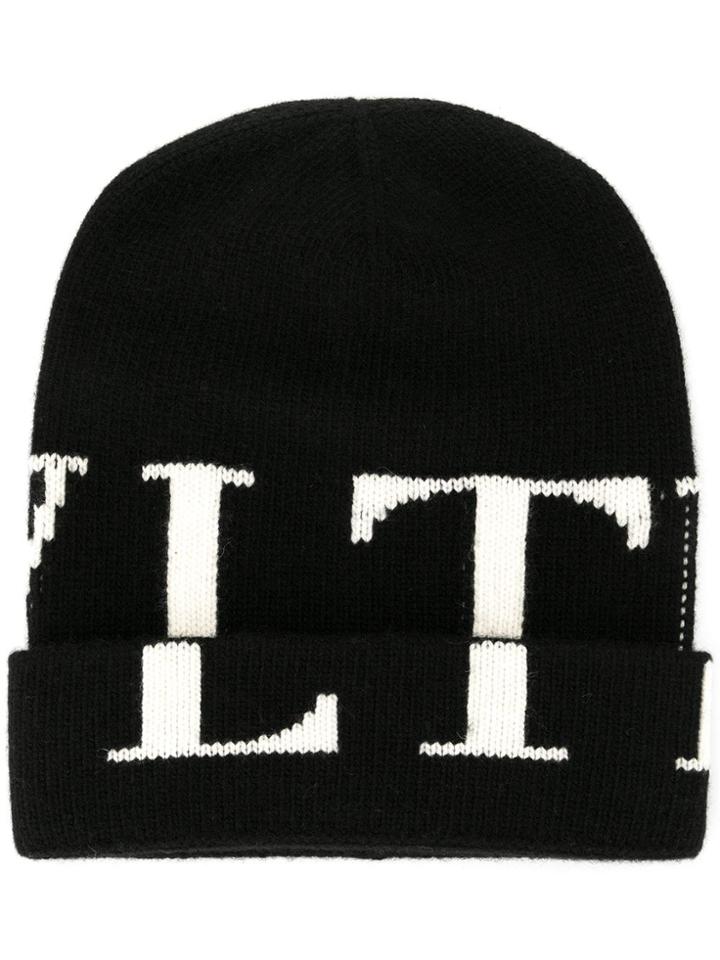 Valentino Logo Beanie - Black