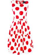 Samantha Sung Polka Dot Dress, Women's, Size: 6, White, Cotton/spandex/elastane