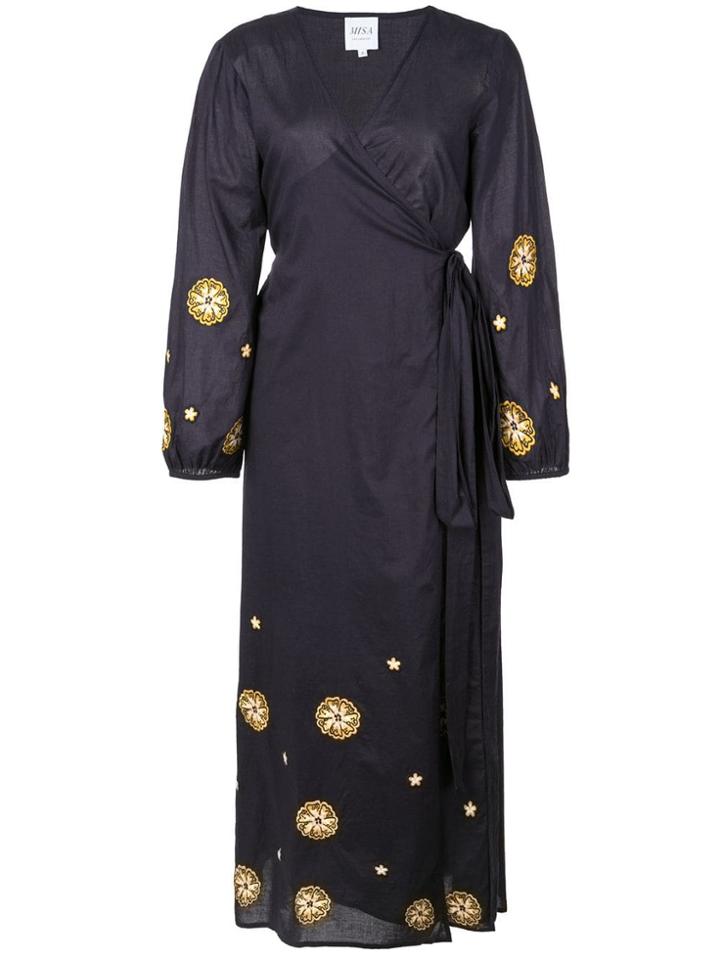 Misa Los Angeles Mid-length Wrap Dress - Blue
