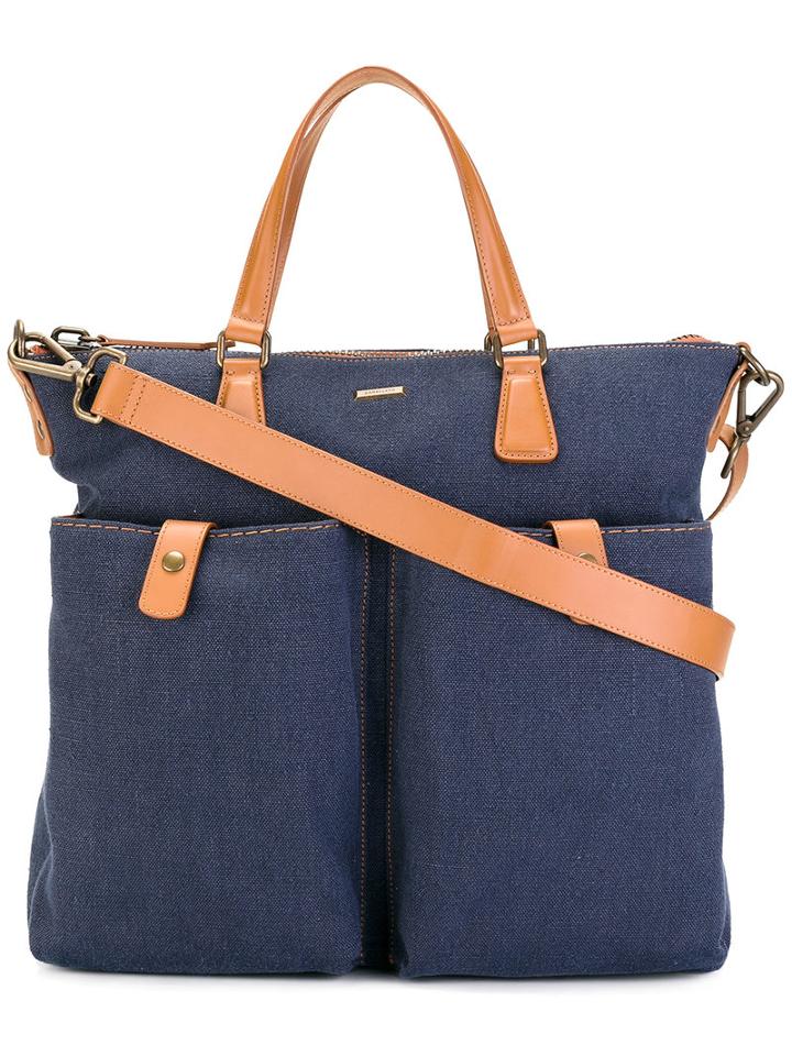 Zanellato Canvas Shoulder Bag, Blue, Canvas/leather
