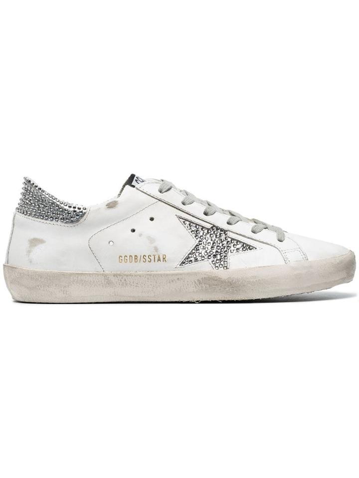 Golden Goose White Crystal Superstar Leather Sneakers