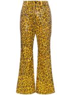 Charm's Leopard Printed Sequin Embellished Trousers - Orange
