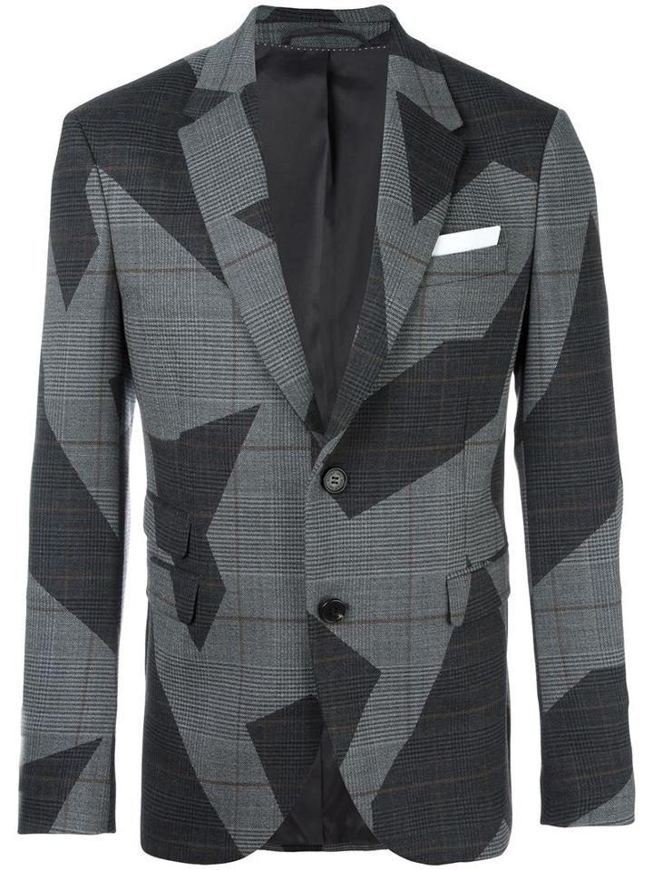 Neil Barrett Two Button Blazer, Men's, Size: 50, Grey, Polyester/spandex/elastane/viscose/virgin Wool