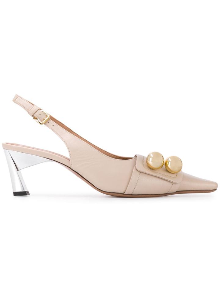 Marni Button Embellished Pumps - Neutrals